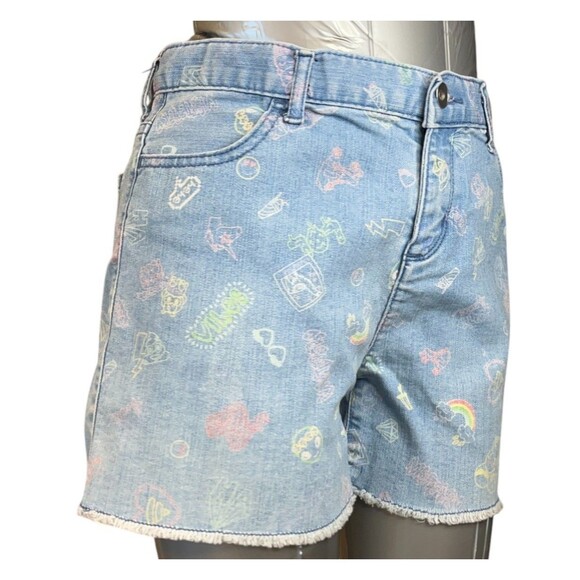 The Children's Place Shorts Girls 14 Blue Printed Stretch Adjust. Waist (W28 L2) - Picture 2 of 9